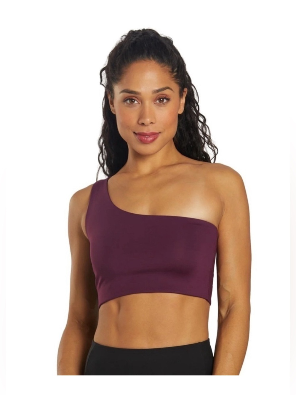 Girlfriend Collective Bianca bra in plum purple one shoulder Size Small